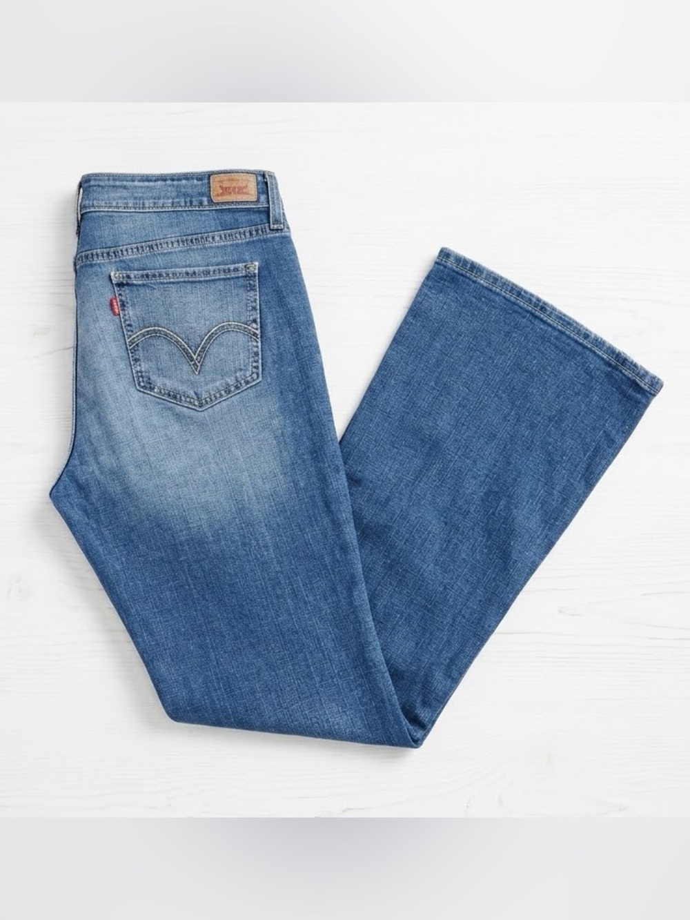 Levi's 518 Superlow Flare Jeans Sz 17 M Womens Blue Stretch Denim Low Rise Y2K